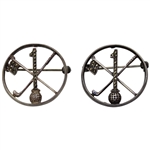 Two (2) Sterling Silver #1 on Golf Ball w/Crossed Flag & Club Hole-In-One Brooches