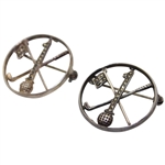 Two (2) Sterling Silver #1 on Golf Ball w/Crossed Flag & Club Hole-In-One Brooches