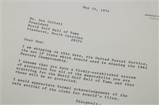 1974 Letters Between The World Golf Hall of Fame & Arnold Palmer Enterprises About Receiving Palmer's Clubs