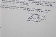 1974 Letters Between The World Golf Hall of Fame & Arnold Palmer Enterprises About Receiving Palmer's Clubs