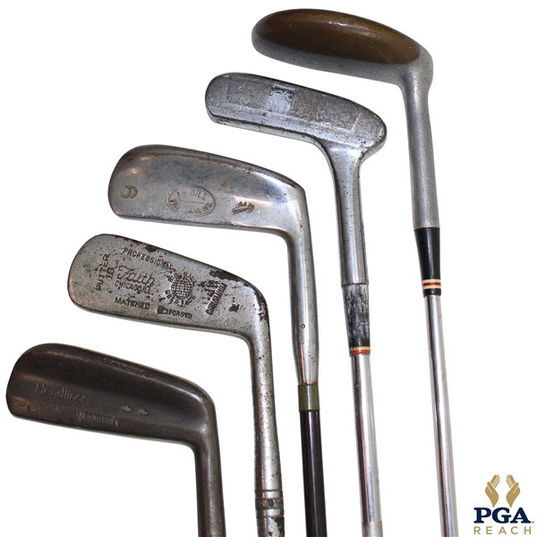 Lot of Five (5) Hickory & Steel Shaft Putters