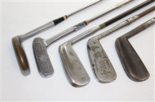 Lot of Five (5) Hickory & Steel Shaft Putters