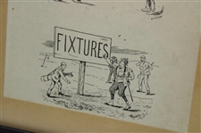 RM Alexander Tee Shots, Competitions and Fixtures Cartoon Illustration - Framed
