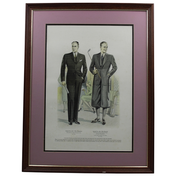 Vintage Golf Themed The Hampden/The Harrell Clothing Advertisement - Framed