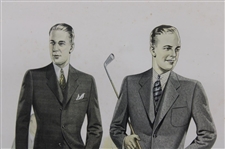 Vintage Golf Themed The Hampden/The Harrell Clothing Advertisement - Framed