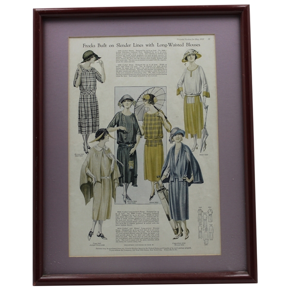 1922 Pictorial Review Frock Golf Themed Advertisement -Framed