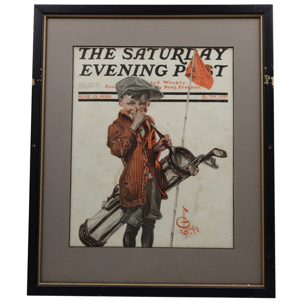 1920 The Saturday Evening Post Golf Themed Cover - March 13th - Framed