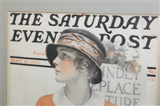 1923 The Saturday Evening Post Lady Golfer Themed Cover - September 23rd - Framed