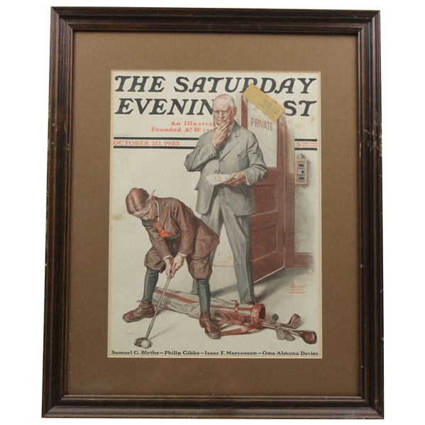 1923 The Saturday Evening Post Golf Themed Cover - October 20th - Framed