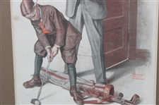 1923 The Saturday Evening Post Golf Themed Cover - October 20th - Framed