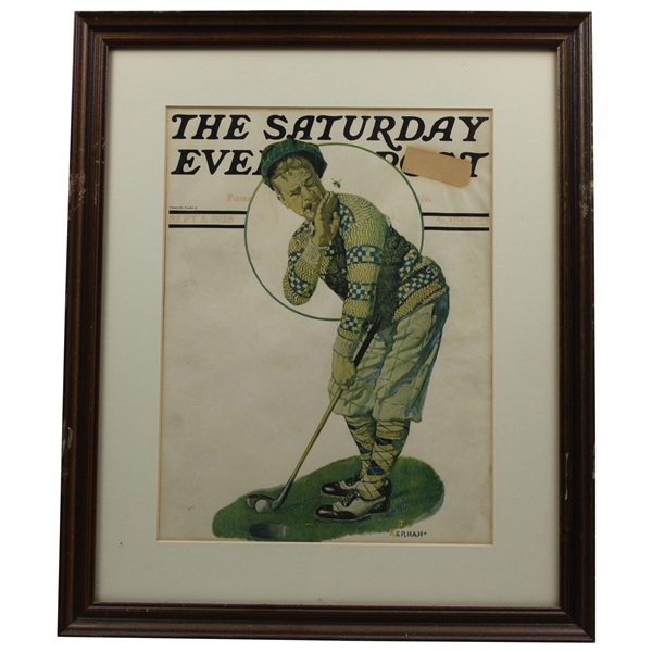1928 The Saturday Evening Post Golf Themed Cover - September 8th - Framed