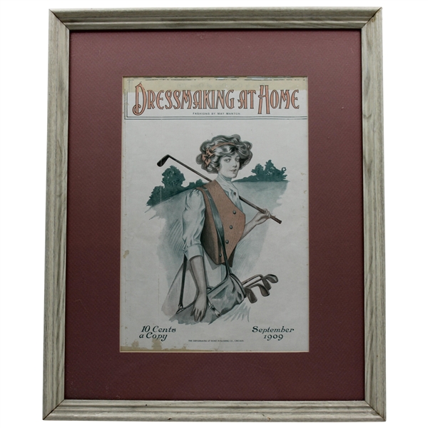 1909 Dressmaking At Home Fashions by May Manton Lady Golfer Cover - September - Framed