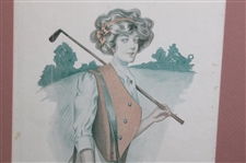 1909 Dressmaking At Home Fashions by May Manton Lady Golfer Cover - September - Framed