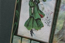 1906 Seasonal Boston Rubbers Calendar w/Lady Golfers & others  Advert - Framed
