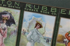 1906 Seasonal Boston Rubbers Calendar w/Lady Golfers & others  Advert - Framed