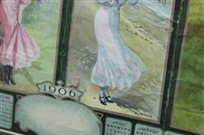 1906 Seasonal Boston Rubbers Calendar w/Lady Golfers & others  Advert - Framed