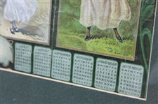 1906 Seasonal Boston Rubbers Calendar w/Lady Golfers & others  Advert - Framed
