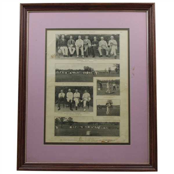 1899 US Amateur Championship at The Onwentsia Club Harpers Weekly Page - Framed