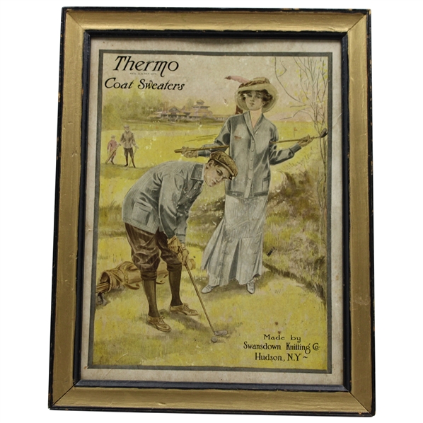 c.1906 Thermo Coat Sweaters Golf Themed Advertisement - Framed