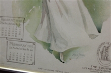 1902 The Equitable Life Assurance Society of The U. S Golf Themed Calendar Advertisement - Framed