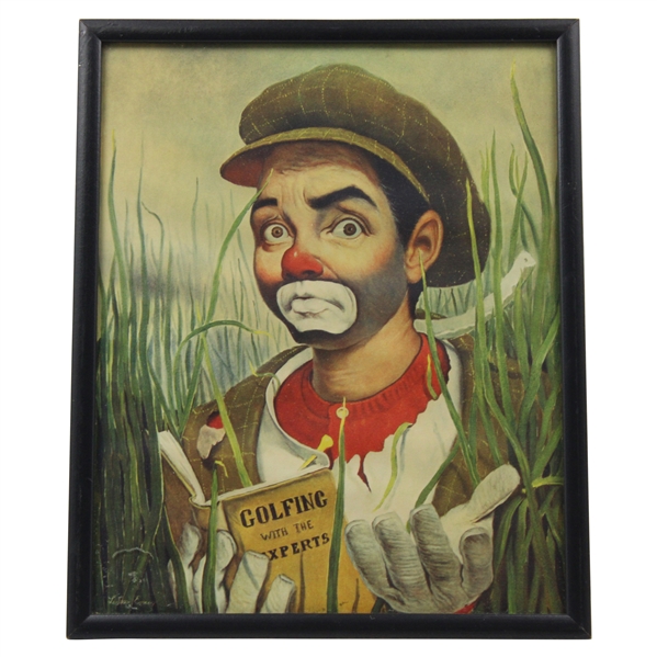 Classic Golfing With Experts Weary Willie Clown Golf Print - Framed