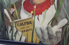 Classic 'Golfing With Experts' Weary Willie Clown Golf Print - Framed