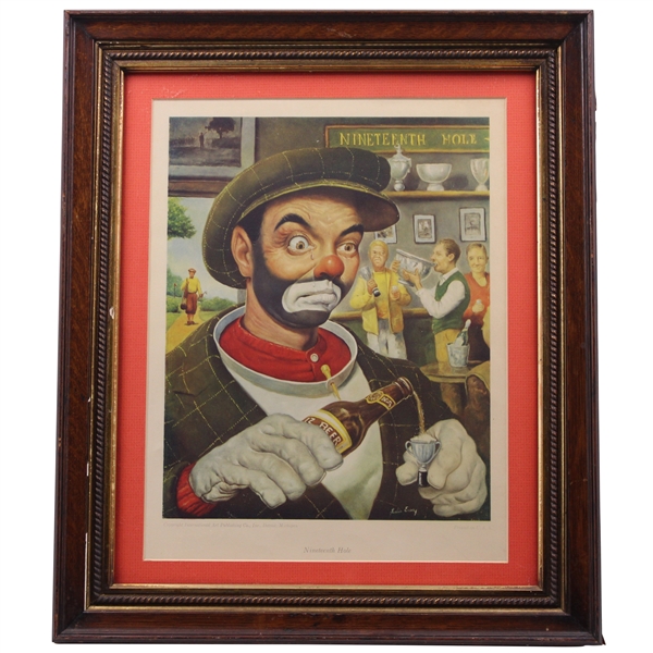 Classic Nineteenth Hole Weary Willie Clown Golf Print - Framed