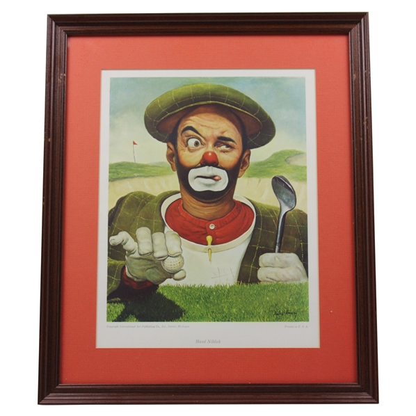 Classic Hand Niblick Weary Willie Clown Golf Print - Framed