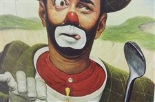 Classic 'Hand Niblick' Weary Willie Clown Golf Print - Framed