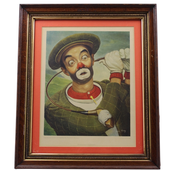 Classic Midsummer Nightmare Weary Willie Clown Golf Print - Framed