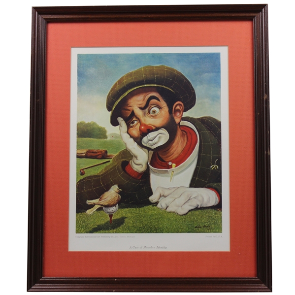 Classic A Case Of Mistaken Identity Weary Willie Clown Golf Print - Framed