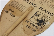 1904 Copyrighted Vintage Lady Golfer Themed Advertising Fan - The Sterling Co. on Reverse