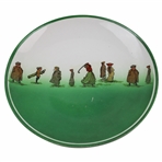 Post Swing Lady Golfer with caddie & Onlookers Ceramic Green Plate