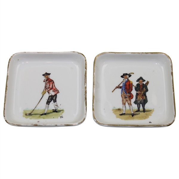 Red Coat Golfer & Blackheath Golfers Square Ceramic Dishes 