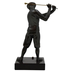 Pre-Swing Male Golfer with Copper Tone Golf Ball & Removeable Club Statue