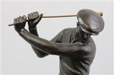 Pre-Swing Male Golfer with Copper Tone Golf Ball & Removeable Club Statue