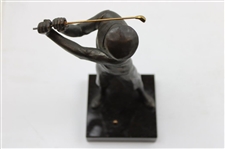 Pre-Swing Male Golfer with Copper Tone Golf Ball & Removeable Club Statue