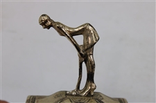 Putting Lady Golfer Metal Lid on Box