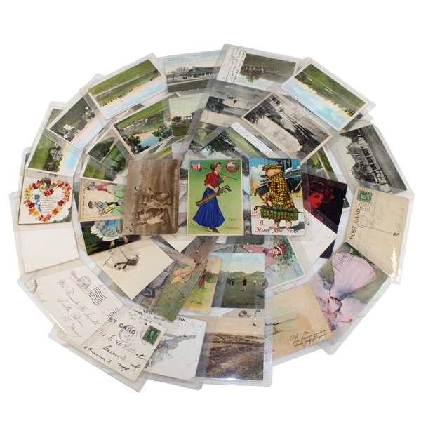 Eighty Four (84) Various Early 1900s Laminated Golf Themed Post Cards
