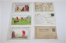 Seventy Eight (78) Various Early 1900's Laminated Golf Themed Post Cards