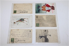 Seventy (70) Various Early 1900's Laminated Golf Themed Post Cards