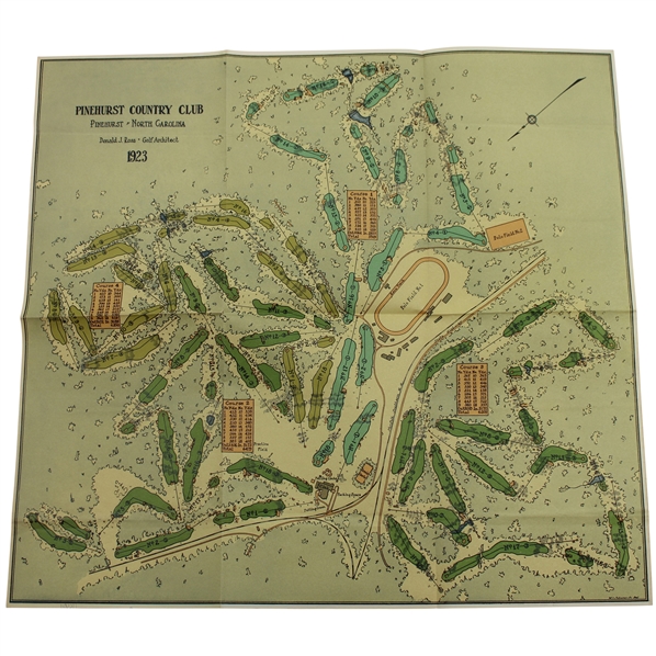1923 Pinehurst Country Club Courses Layout Map - Donald J. Ross Architect