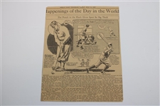 Two (2) Bobby Jones Original Newspaper Articles Featuring Post-Swing & Putting Drawings