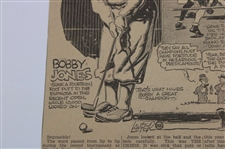 Two (2) Bobby Jones Original Newspaper Articles Featuring Post-Swing & Putting Drawings