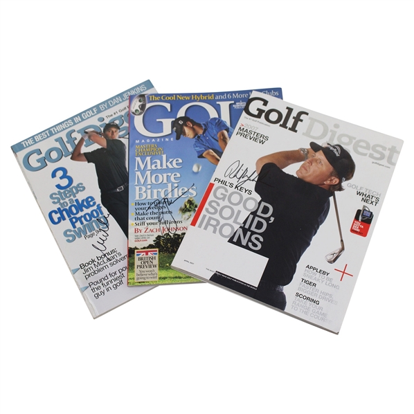Masters Champions Phil Mickelson, Mike Weir & Zach Johnson Signed Golf Digest Magazines JSA ALOA