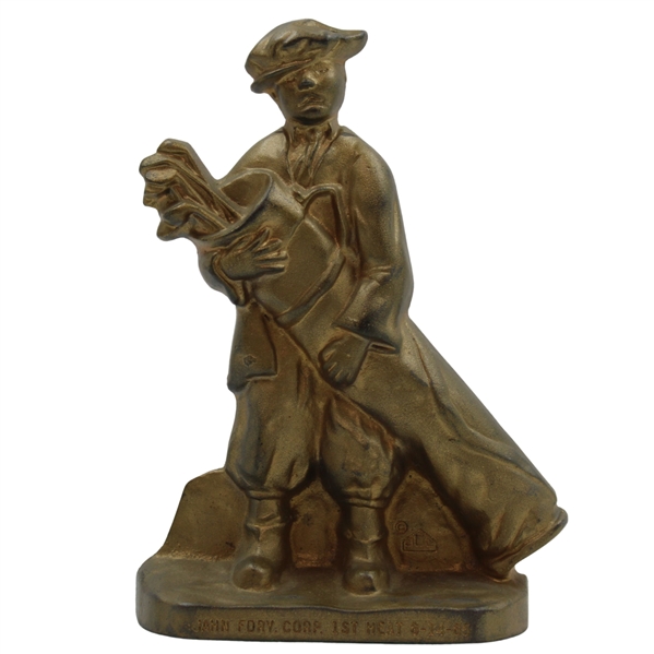 Caddie Holding A Golf Bag w/Clubs Cast Iron Door Stop