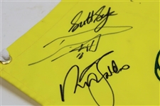 Scheffler, Watson & Seventeen (17) Masters Champions Signed Undated Masters Flag JSA ALOA