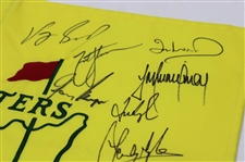 Scheffler, Watson & Seventeen (17) Masters Champions Signed Undated Masters Flag JSA ALOA