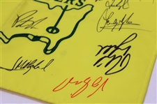 Scheffler, Watson & Seventeen (17) Masters Champions Signed Undated Masters Flag JSA ALOA