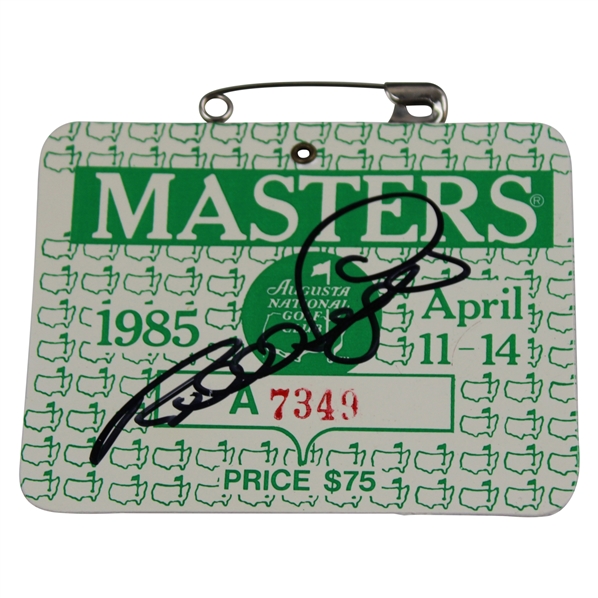 Bernhard Langer Signed 1985 Masters Tournament SERIES Badge #A7349 JSA ALOA